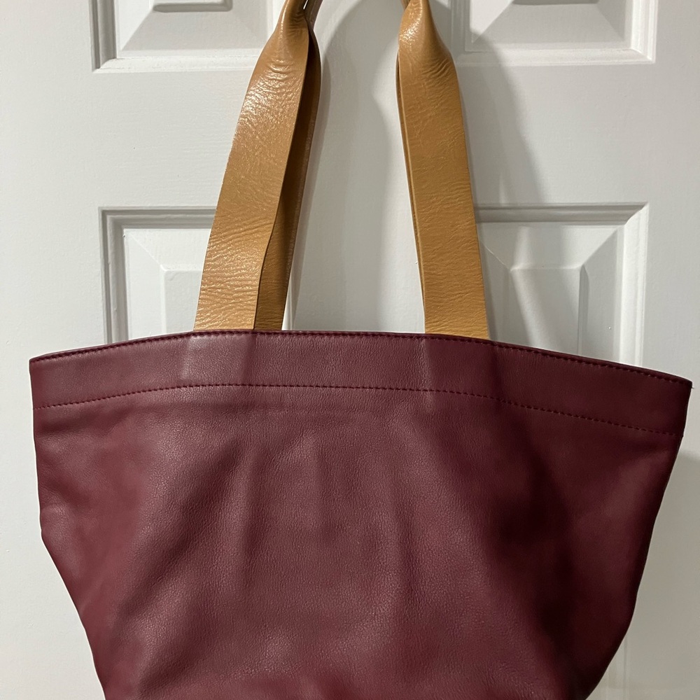 Elegant Burgundy and Tan Tote Bag